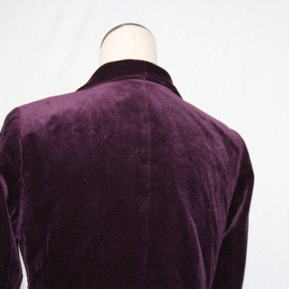 J. CREW Women's Purple Eggplant Velvet Button Up Peplum Blazer Jacket Size 8 - Picture 10 of 11